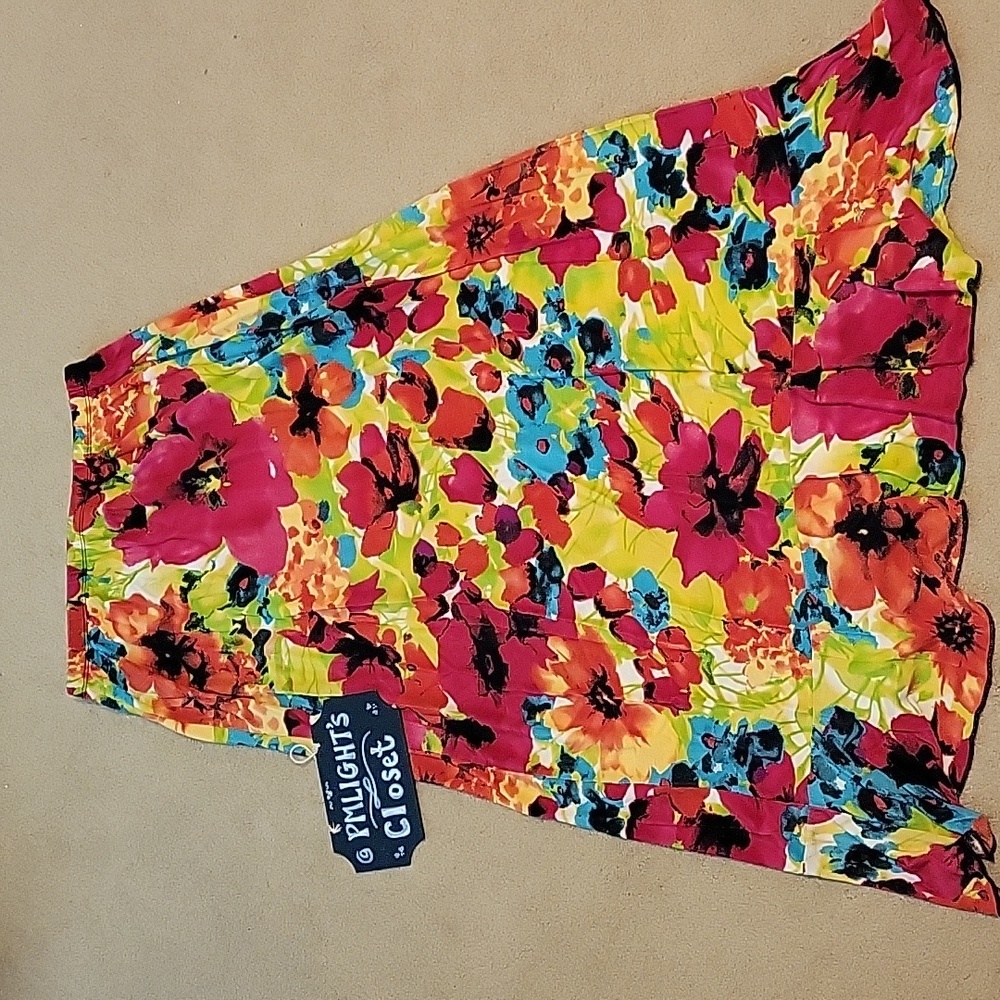 Choices Skirt Petite Large Multi-Color Pull On